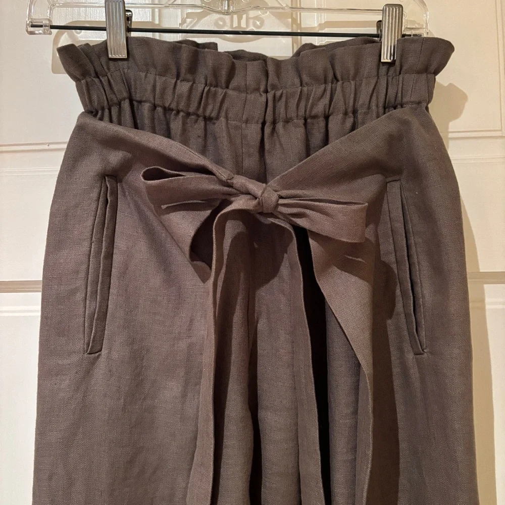 CULT GAIA - Olive Green Linen High-Rise Pants - Small - Picture 6 of 8